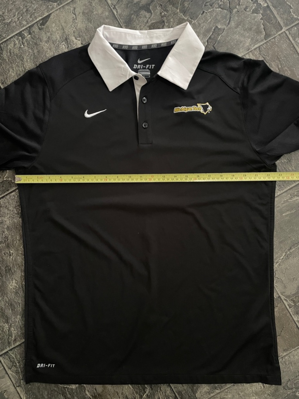 NIKE MICHIGAN TECH Black with White Contrast Collar DriFit Collegiate Sport Polo - Picture 9 of 11